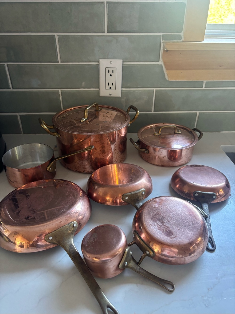 NEW Vintage Made in Montreal Copper Cookware Set with Brass Handles - Quality